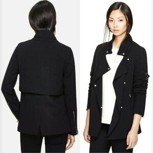 Aritzia | Wilfred Asymmetric Mayet Moto Black Crepe Drape Flowy Trench Jacket